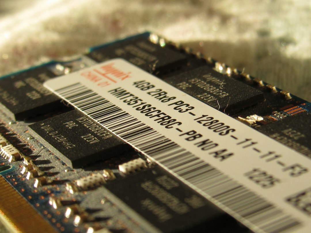 A close up of a computer memory chip